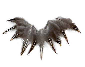 Exotic Feathers, 10 PCS Natural Black and White Jungle Cock Loose Feathers, Unique Rooster Feathers for Fly Tying & Jewelry Supply ZUCKER®