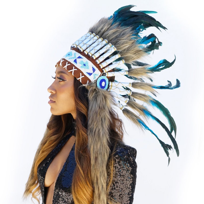316L Stainless Steel Turquoise Feather Headdress main image 1