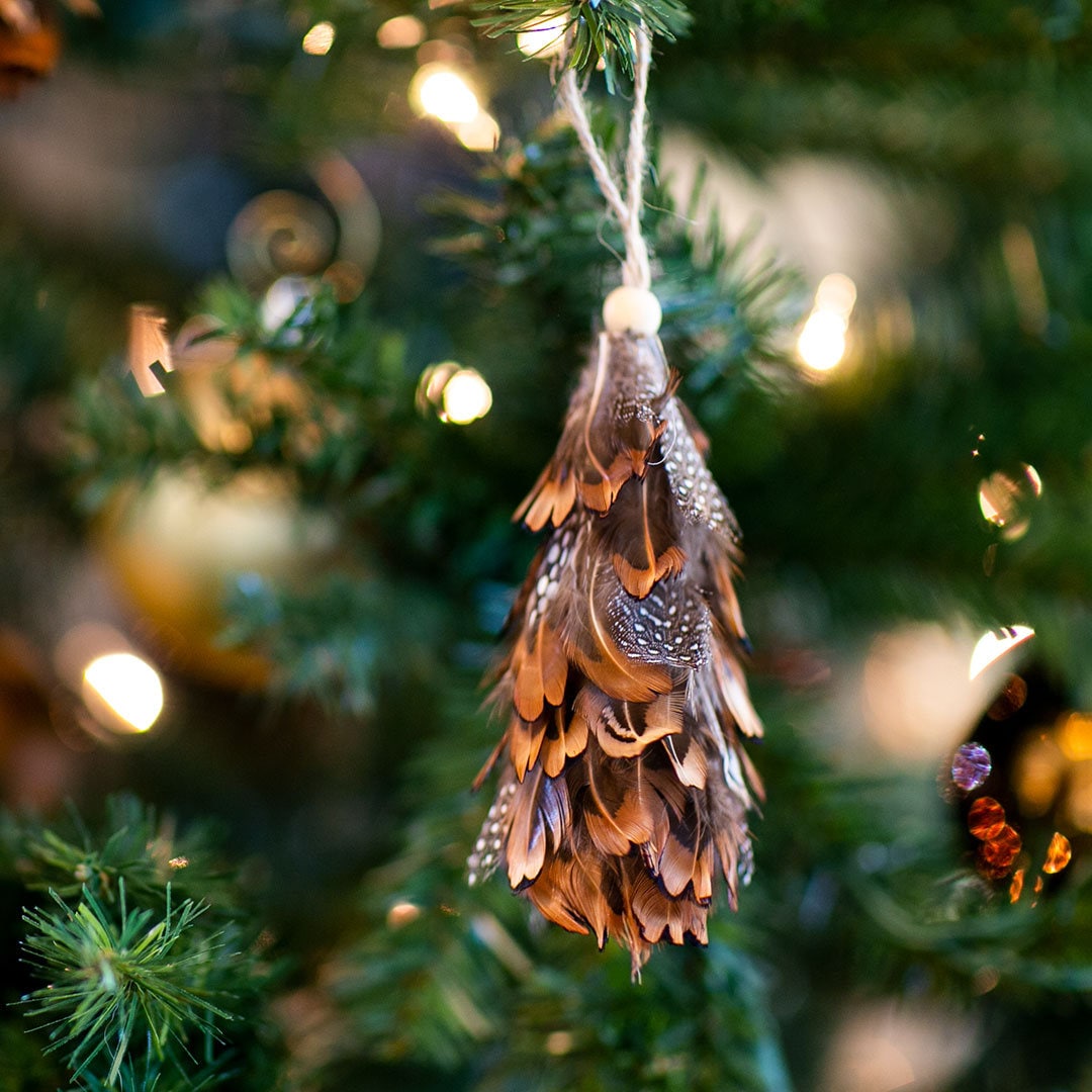 Terrain Decorated Feather Mini Christmas Tree