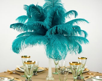 Ostrich Feathers 13-16" DARK AQUA - For Feather Centerpieces, Party Decor, Millinery, Carnival, Fashion & Costume ZUCKER®