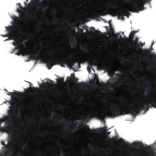 120 Gram Chandelle Feather Boa BLACK 2 Yards For Party Favors, Kids Craft & Dress Up, Dancing, Wedding, Halloween, Costume ZUCKER®