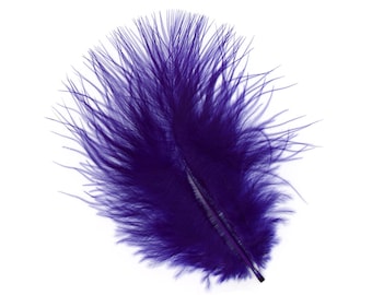 May include: A single, long, purple feather with a soft, fluffy texture.