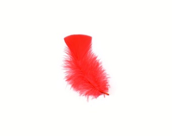 Turkey Feathers, Hot Orange Loose Turkey Plumage Feathers, Short T-Base Body Feathers for Craft and Fly Fishing Supply ZUCKER®