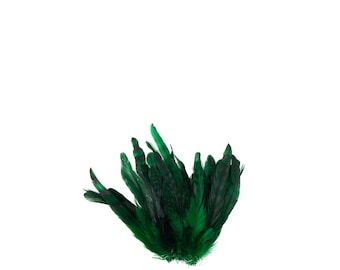 GREEN Dyed Rooster Feathers, 8-10" Barred Rooster Feathers,25pcs Rooster Coque Tails For Arts & Crafts,DIY, Millinery,Costume Design ZUCKER®