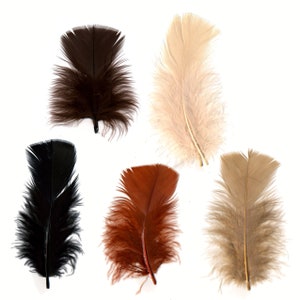 Turkey Feathers, Earth Mix Loose Turkey Plumage Feathers, Short T-Base Body Feathers for Craft and Fly Fishing Supply ZUCKER®