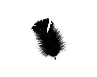 Turkey Feathers, Black Loose Turkey Plumage Feathers, Short T-Base Body Feathers for Craft and Fly Fishing Supply ZUCKER®