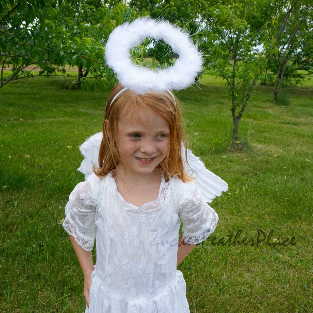 White Angel Feather Wings & Halo Costume Set, Small Child Size White ...