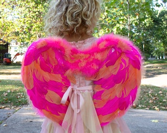 Flamingo Pink Costume Feather Angel Wing, Angel Wing for Adults Teens & Children, Halloween Costume Accessory, Cosplay Feather Wings ZUCKER®