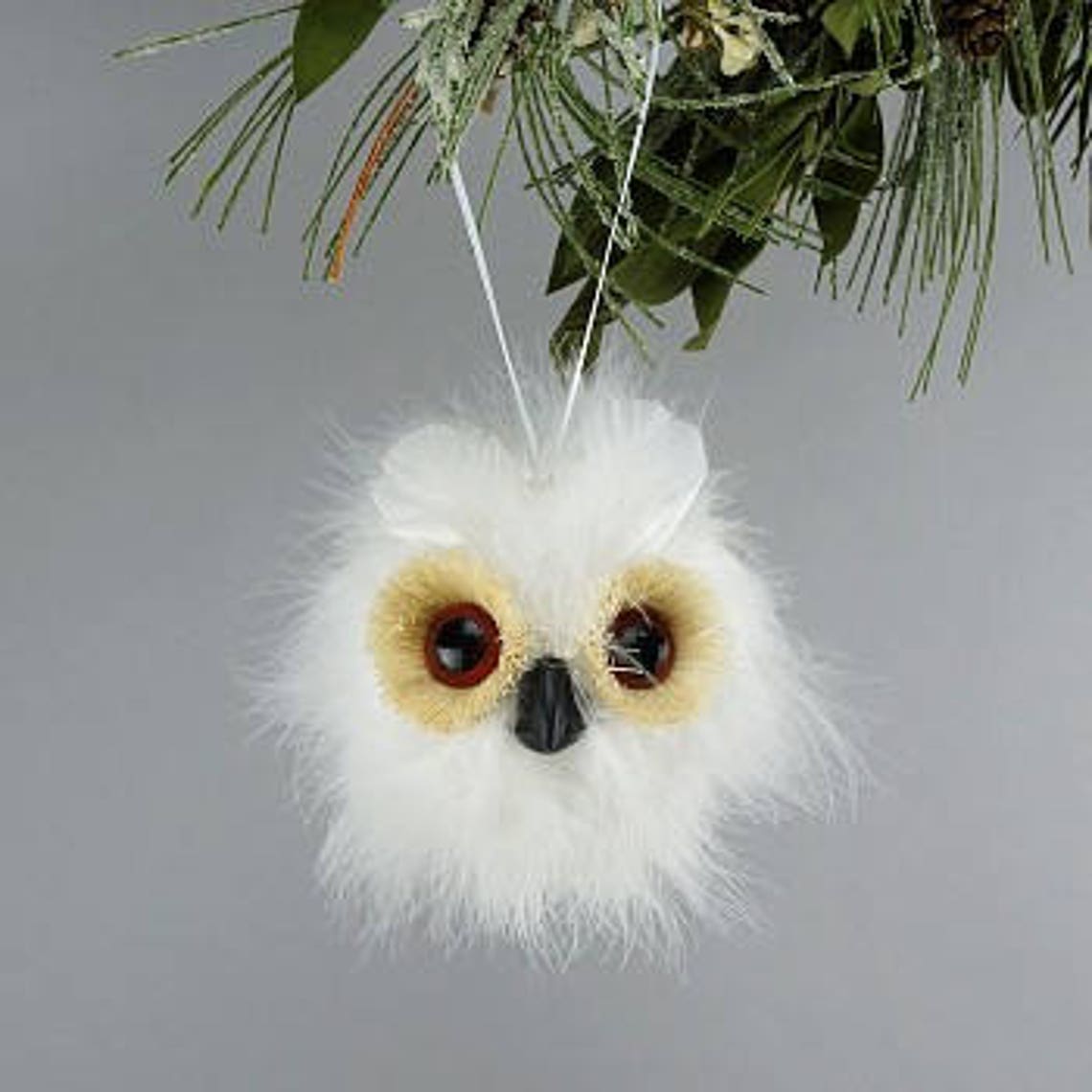 Decorative White Owl Feather Ornament Christmas Owl Ornament Etsy