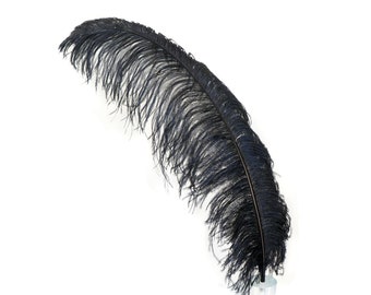 X-Large Ostrich Feathers 24-30", 1 to 25 Pieces, BLACK, For Wedding Centerpieces, Party Decor, Millinery, Carnival, Costume ZUCKER®