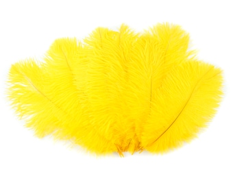 Ostrich Feathers 9-12" YELLOW, Ostrich Drabs, Centerpiece Floral Supplies, Carnival & Costume Feathers ZUCKER®Dyed and Sanitized USA