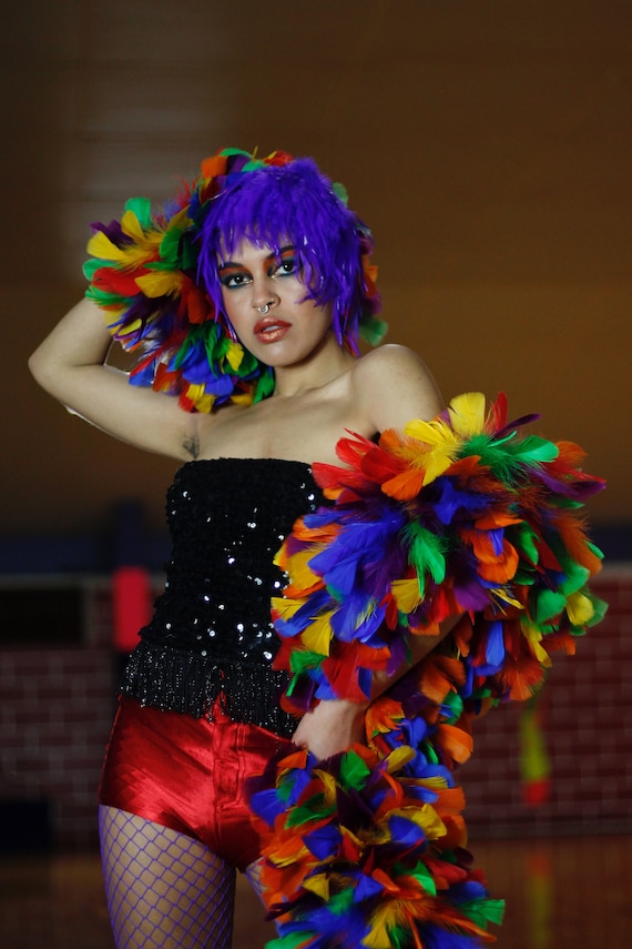 Two-Tone Feather Boa - More Colors - Light Pink/Black/White