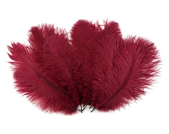 Ostrich Feathers 9-12" BURGUNDY, Ostrich Drabs, Centerpiece Floral Supplies, Carnival & Costume Feathers ZUCKER®Dyed and Sanitized USA