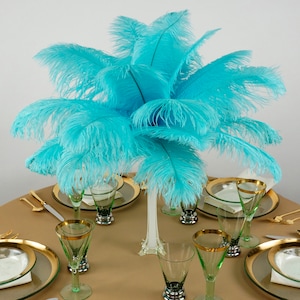 Ostrich Feathers 13-16" LIGHT TURQUOISE For Feather Centerpieces, Party Decor, Millinery, Carnival, Fashion & Costume ZUCKER®