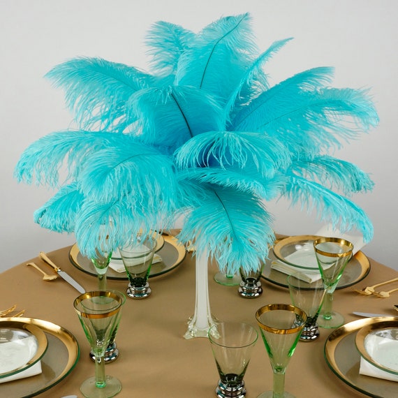 Ostrich Feathers 13-16 LIGHT TURQUOISE for Feather Centerpieces