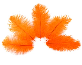 Ostrich Feathers 4-8" ORANGE, Mini Ostrich Drabs, Floral Bouquets, Boutonnieres, Small Centerpieces, Hat Trims ZUCKER®