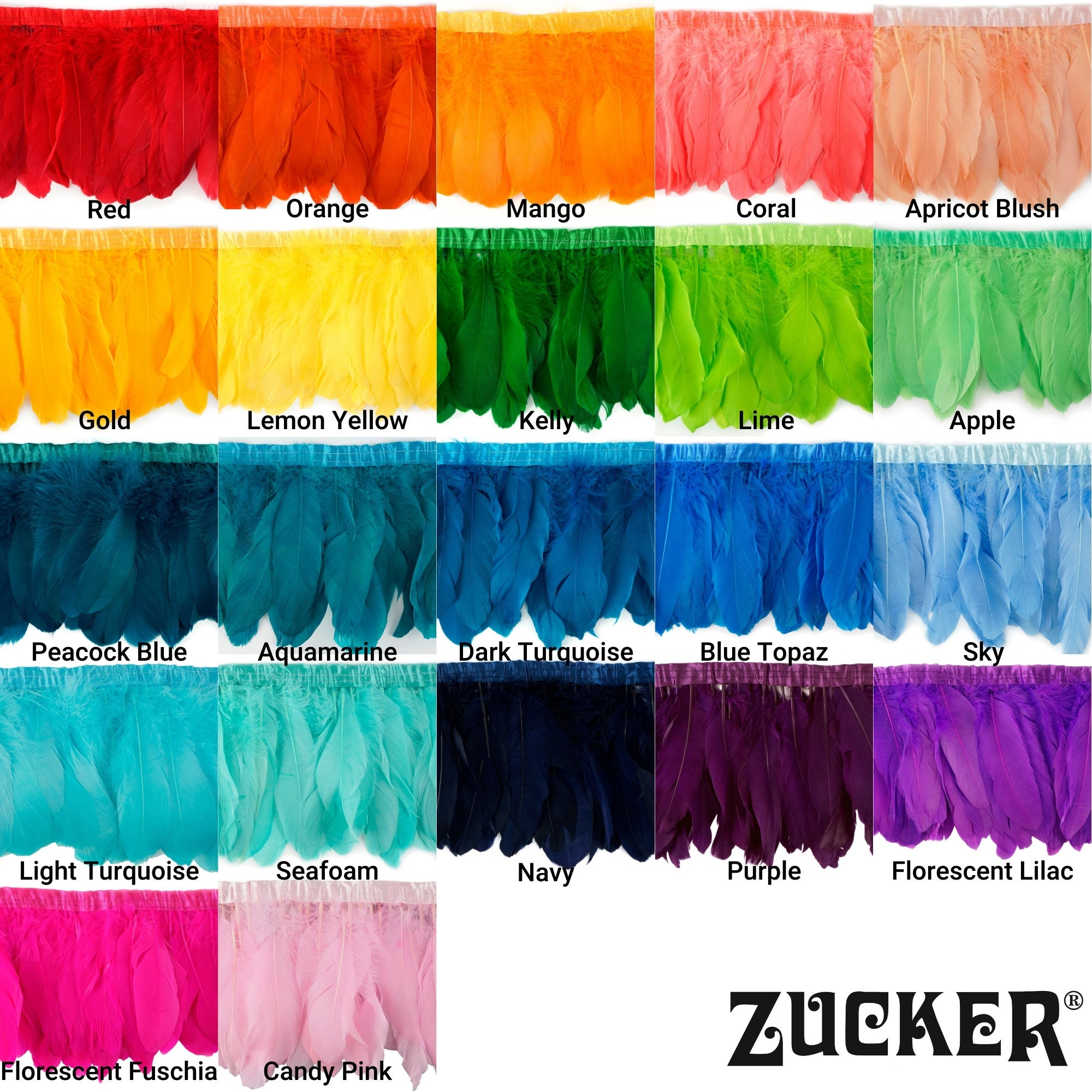 22 Colors Feather Fringe, 1 Yd Parried Goose Feather Fringe For DIY Art