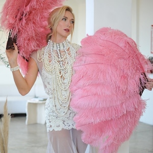 Large Potpourri Ostrich Feather Fan For Stage & Theater, Burlesque Fan Dance, Showgirl Costume, Boudoir, Editorial Photoshoots ZUCKER®