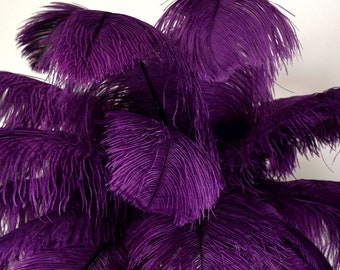 Large Ostrich Feathers 17-25”, 1 to 25 Pieces Prime Ostrich Femina Wing Plumes PURPLE, Wedding Centerpiece, Carnival Feathers ZUCKER® USA