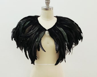 Deluxe Black Feather Collar or Cape, Fantasy Feather Collar for Events, Costume, Carnival & Cosplay ZUCKER® Feather Place Original Designs