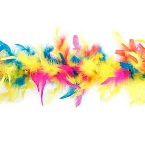 40 Gram Chandelle Feather Boa HOT RAINBOW Mix 2 Yards For Party Favors, Kids Craft, Dress Up, Dancing, Halloween, Costume Zucker®
