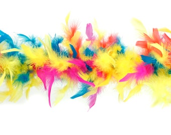 40 Gram Chandelle Feather Boa HOT RAINBOW Mix 2 Yards For Party Favors, Kids Craft, Dress Up, Dancing, Halloween, Costume Zucker®