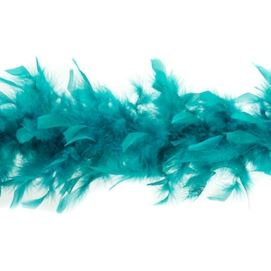 40 Gram Chandelle Feather Boa Dark AQUA 2 Yards For Party Favors, Kids Crafting and Dress Up, Dancing, Wedding, Halloween, Costume ZUCKER®