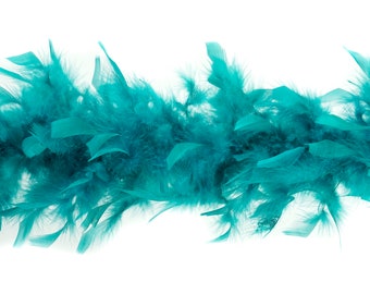 40 Gram Chandelle Feather Boa Dark AQUA 2 Yards For Party Favors, Kids Crafting and Dress Up, Dancing, Wedding, Halloween, Costume ZUCKER®