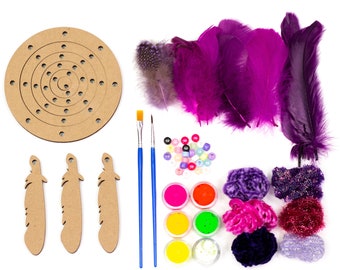 Purple DIY Dream Catcher Kit, Dreamcatcher Craft Kit, Summer Craft Kits for Kids, Educational Crafting Kit, Baby Shower Activity ZUCKER®
