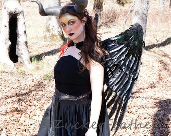 Large Black Feather Wings, Maleficent Inspired Feather Costume Wings, Unique Premium Fantasy Costume Accessory & Cosplay Wings ZUCKER®