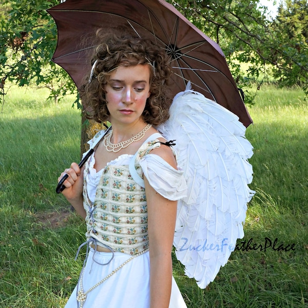 White Angel Wings, White Feather Costume Angel Wings, Premium Fantasy Feather Halloween Costume Accessory & Cosplay Wings ZUCKER®