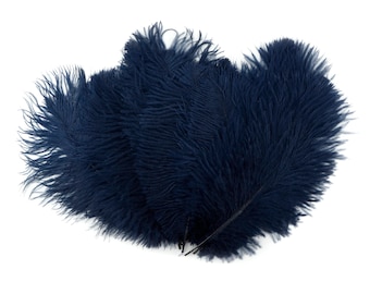 Ostrich Feathers 9-12" NAVY, Ostrich Drabs, Centerpiece Floral Supplies, Carnival & Costume Feathers ZUCKER®Dyed and Sanitized USA
