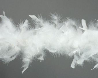 40 Gram Chandelle Feather Boa WHITE 2 Yards For Party Favors, Kids Crafting & Dress Up, Dancing, Wedding, Halloween, Costume ZUCKER®