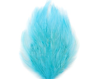 LIGHT TURQUOISE Dyed Hackle Pads - Feather Patches For Arts & Crafts, Fascinators, Millinery, Fashion, Costume and Carnival Design ZUCKER®