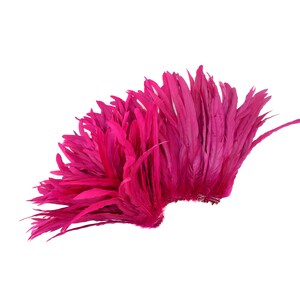 Rooster Tail Feathers, SHOCKING PINK 12-14&quot; Strung Bleach Dyed Coque Tails, Wholesale Feathers Bulk ZUCKER®