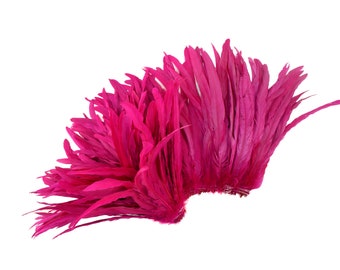 Rooster Tail Feathers, SHOCKING PINK 12-14" Strung Bleach Dyed Coque Tails, Wholesale Feathers Bulk ZUCKER®