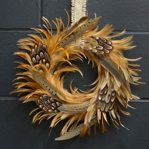 Decorative Wreath, Natural Pheasant Feather Wreath, Thanksgiving Decor, Fall Decor, Rustic Decor, Housewarming Gift ZUCKER®