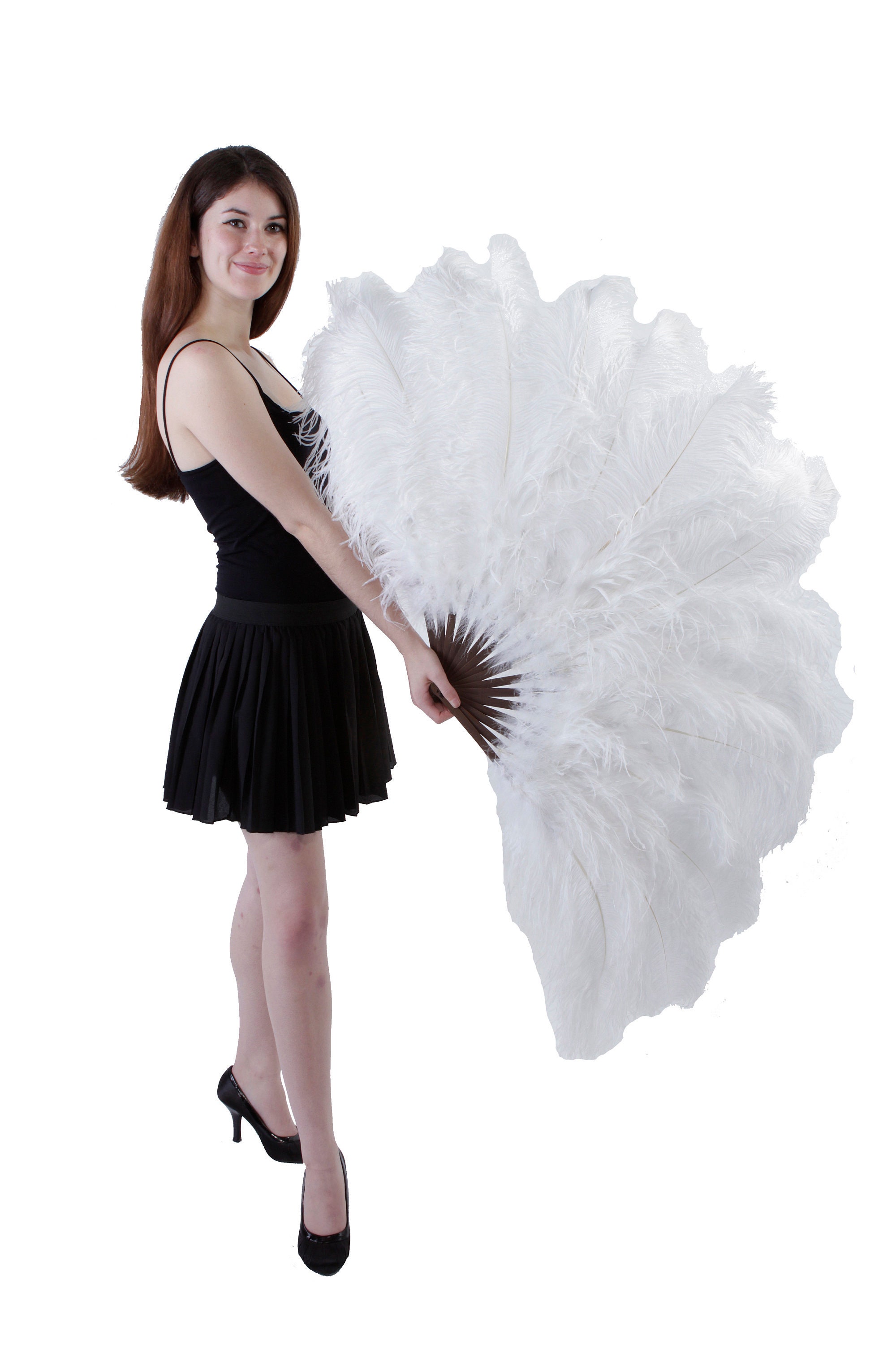 Large White Ostrich Feather Fan, Feather Fan For Burlesque Fan Dance