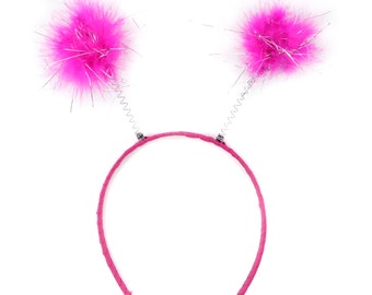 SHOCKING PINK Marabou Feather Antenna Headbands - For Halloween and Costume Parties