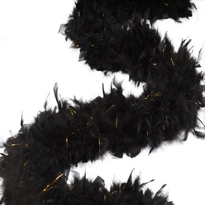 BLACK/GOLD Chandelle Feather Boas Heavy Weight w/Lurex - Perfect for Costume Parties, Halloween, Photobooth and Event Decor ZUCKER®