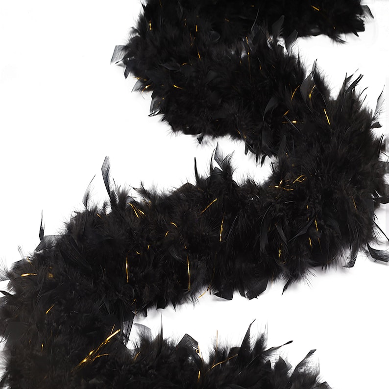 BLACK/GOLD Chandelle Feather Boas Heavy Weight W/lurex Etsy