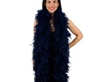 120 Gram Chandelle Feather Boa Navy Blue 2 Yards For Party Favors, Kids Craft & Dress Up, Dancing, Wedding, Halloween, Costume ZUCKER®