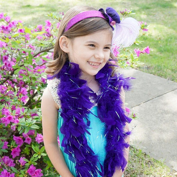 Princess Chandelle Feather Boa Dark Purple & Opal Lurex 1 Yards