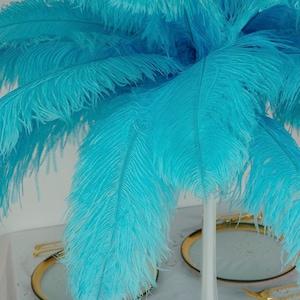 Large Ostrich Feathers 17-25”, 1 to 25 Pieces Prime Ostrich Femina Wing Plumes Light TURQUOISE, Wedding Centerpiece, Carnival ZUCKER® USA
