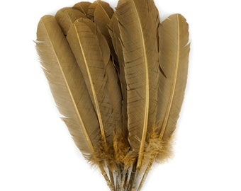 Camel Dyed Turkey Quill Feathers, Bulk Turkey Quills 8-12” for Cosplay, Carnival, Costume, Millinery, Dream Catchers, Arts & Crafts ZUCKER®