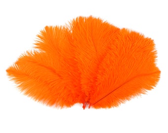 Ostrich Feathers 9-12" ORANGE, Ostrich Drabs, Centerpiece Floral Supplies, Carnival & Costume Feathers ZUCKER®Dyed and Sanitized USA