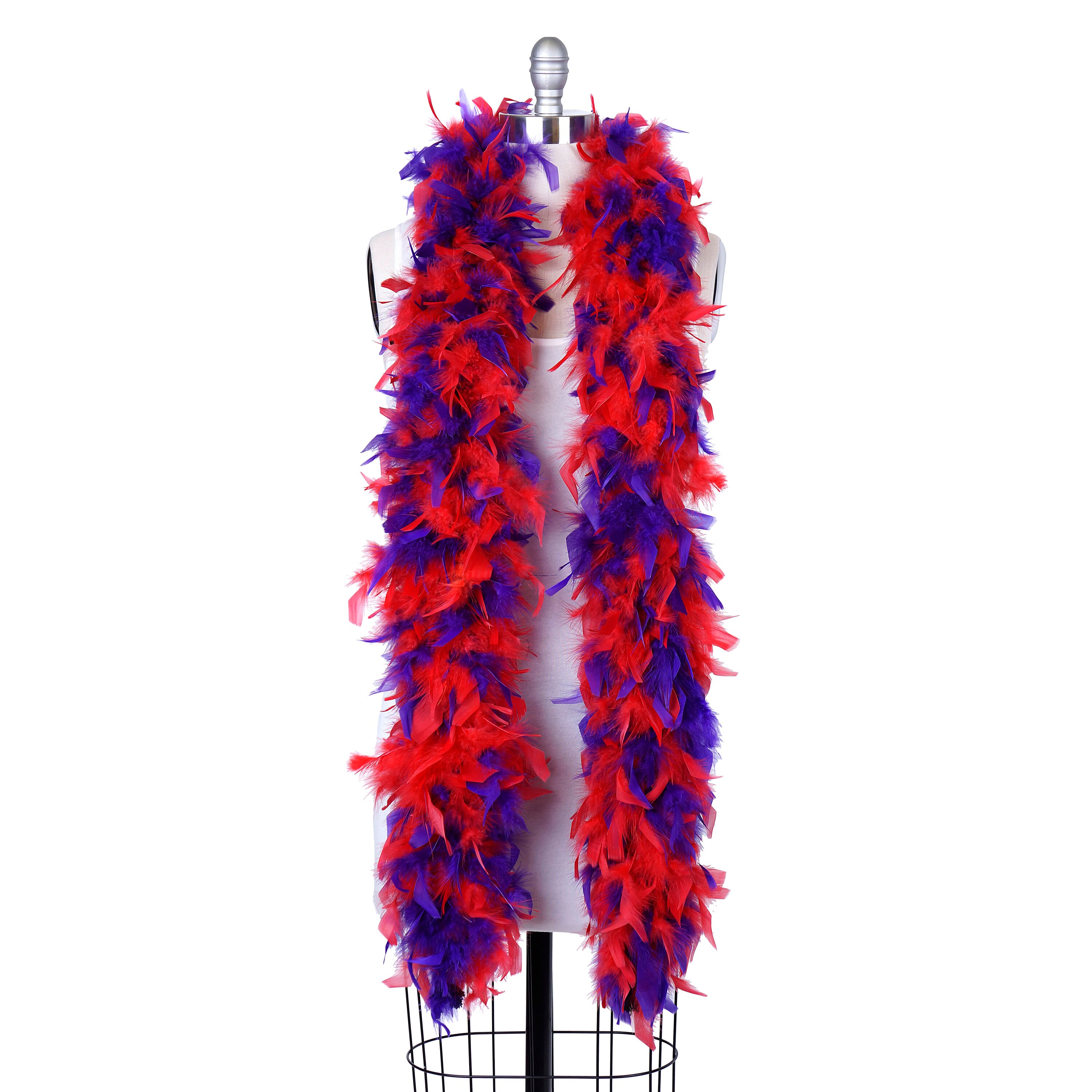120 Gram Chandelle Feather Boas Red and Purple Mix 2 Yards For Red Hat