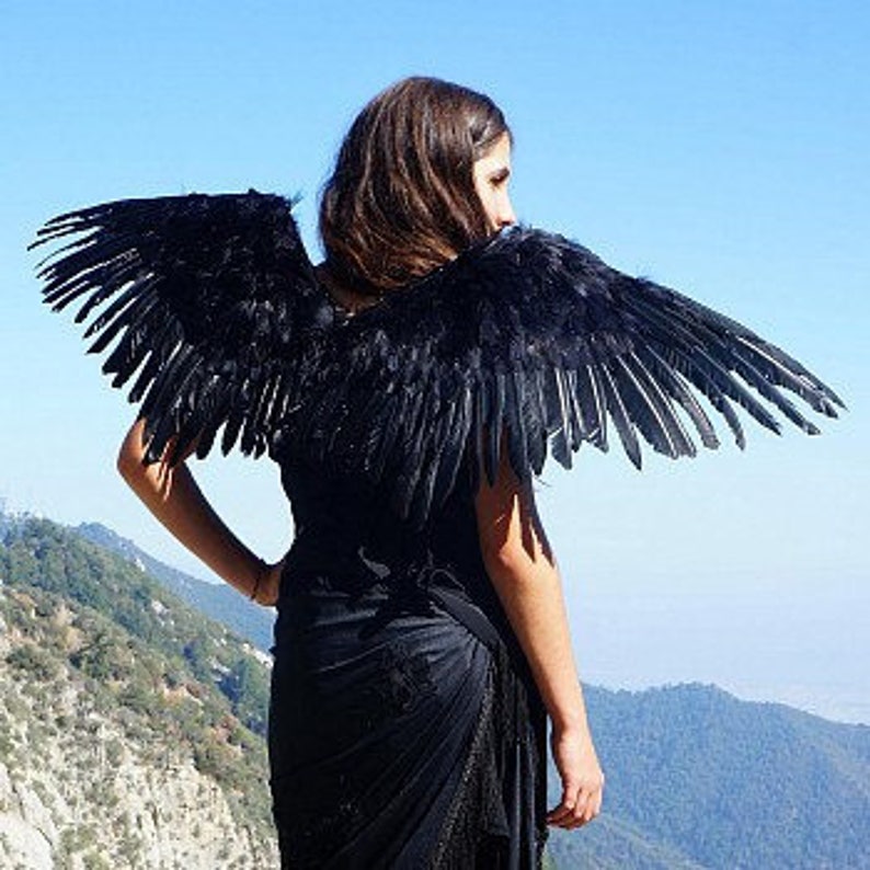 Black Feather Costume Wings Black Bird Raven Crow Costume 4 - изображение.