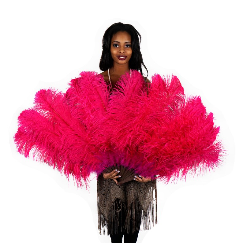 PINK Large Ostrich Feather Fan For Burlesque Fan Dance Etsy