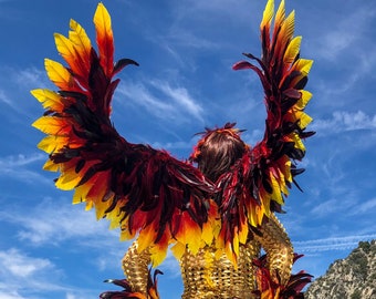 Rising Phoenix Costume Wings, Fire Bird Costume Wings, Unique Premium Fantasy Feather Costume Wings & Cosplay Accessory ZUCKER®